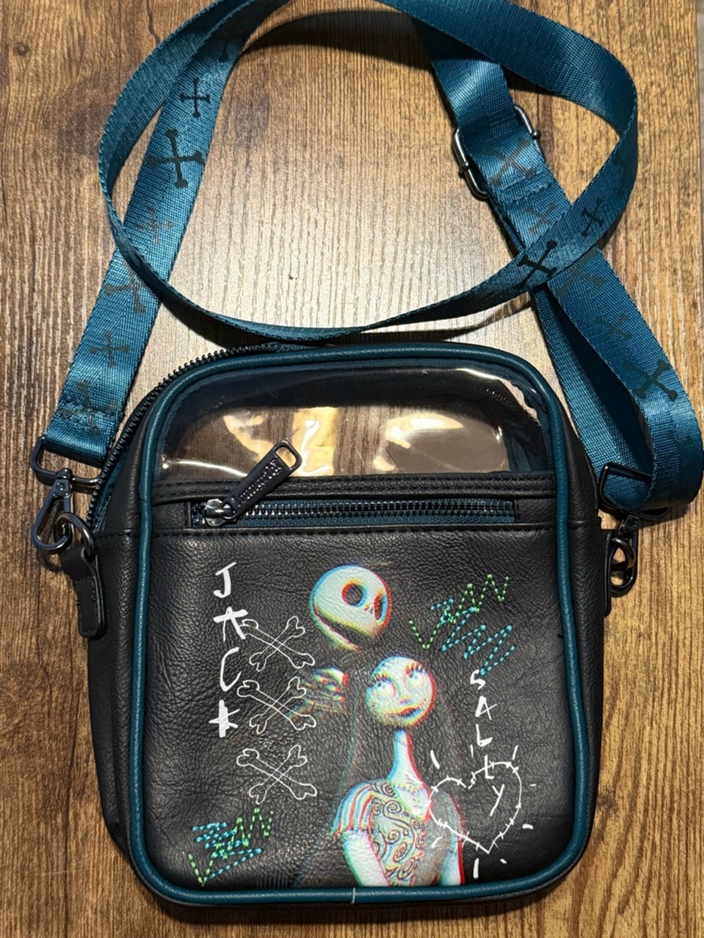 NBC Graphic Crossbody Bag with Teal Trim